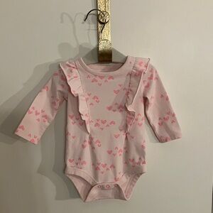 Cat & Jack Pink Heart Long Sleeve Bodysuit